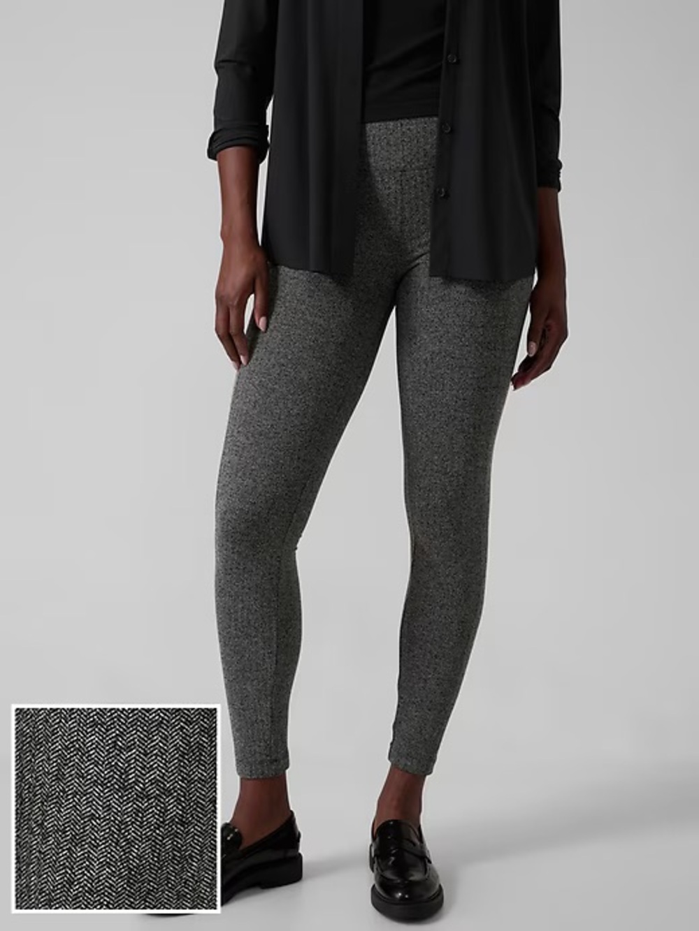 Athleta Black Athleta Delancey Herringbone Tights Size XS
